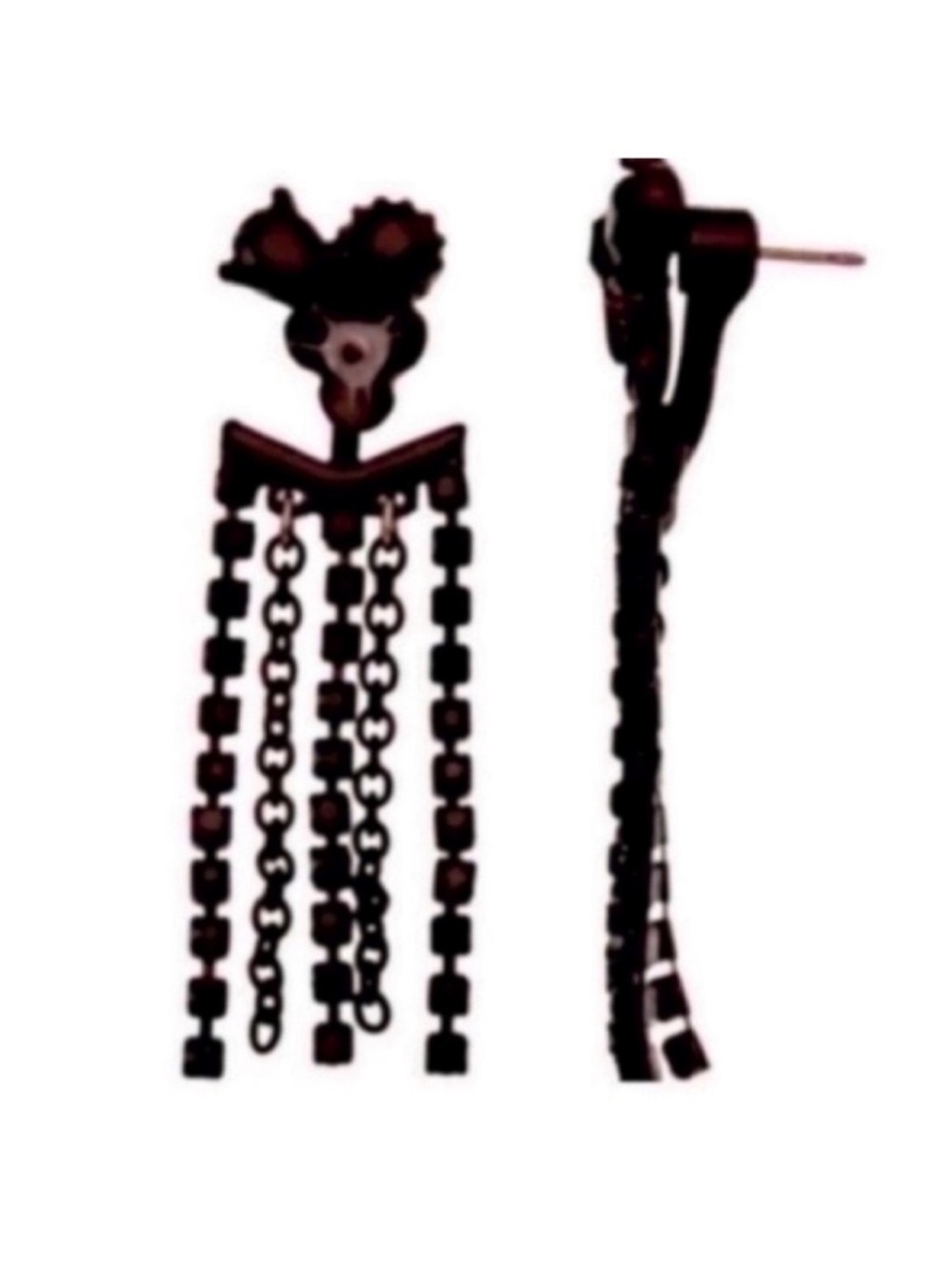 Teardrop and Flower Black Stone Earrings